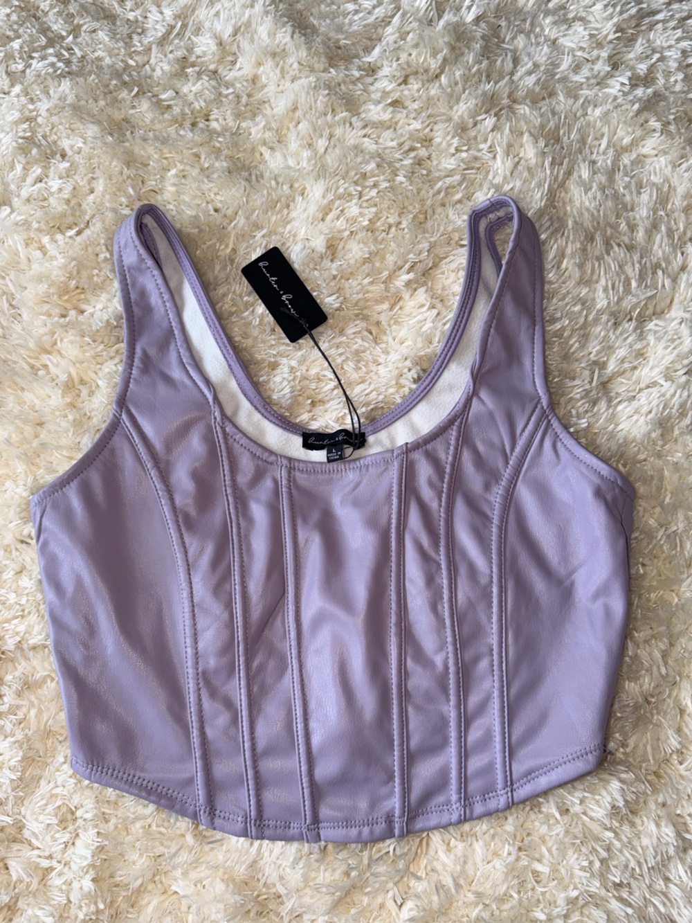 Lavender Sculpted Crop Top with Structured Seams